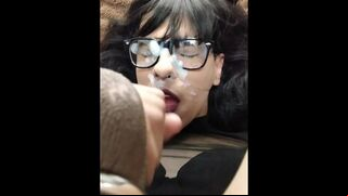 Sissy CD take off Chastity Cage to Jerk off and finish with a nice Self Facial